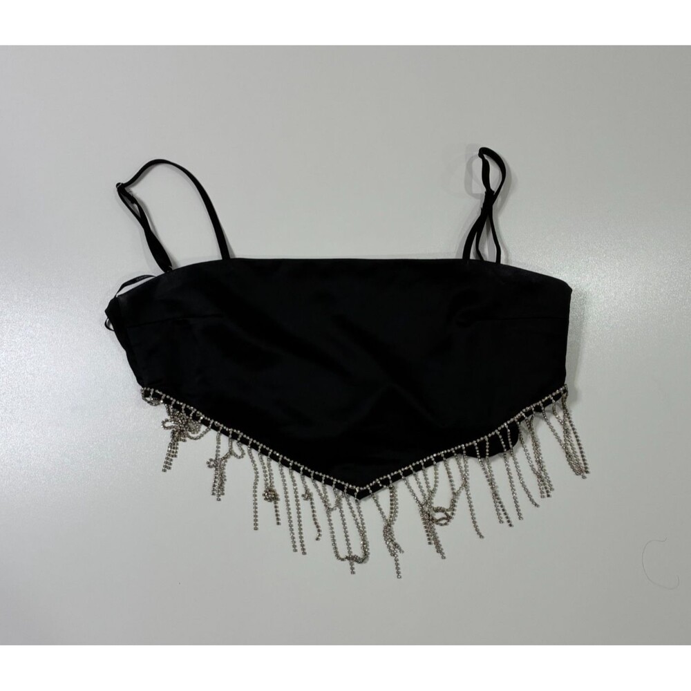 Forever 21 Women’s Cowgirl Crop Top Black Size Small Western Clubwear Shirt
